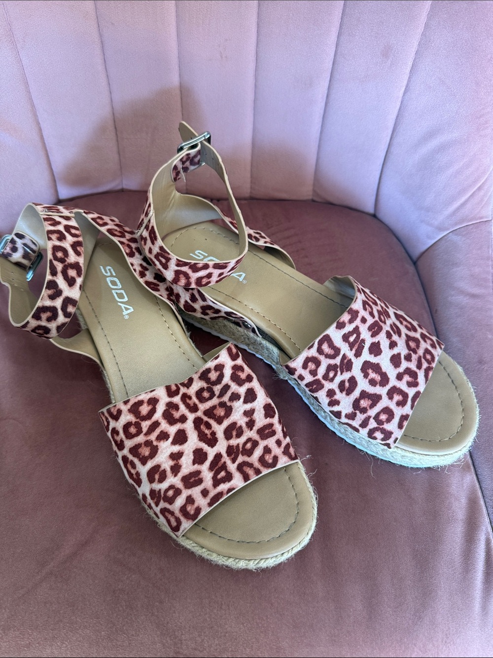 Soda Pink Leopard Print Espadrille Sandals